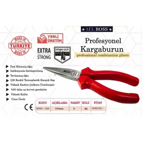 BOSS KARGABURUN KIRMIZI 160 MM 85638 (PKT-6 LI)