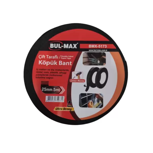 BUL-MAX ÇİFT TARAFLI KÖPÜK BANT 25 X 5 MT BMX-5173