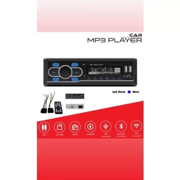 CARUB OTO TEYP MP3 2 USB MAVİ IŞIK 2749952