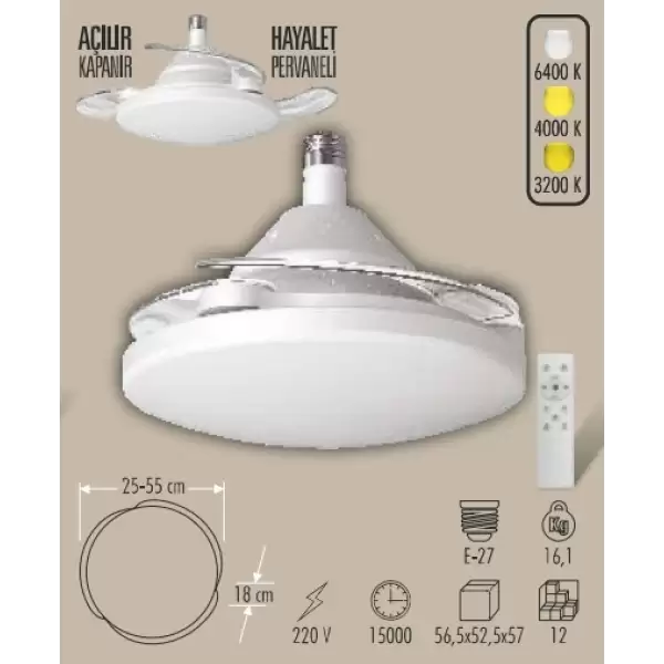 CATA DOLUNAY LED TAVAN VANTİLATÖR BULB CT-1156
