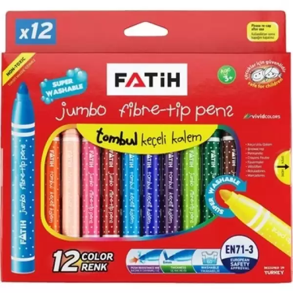 FATİH KEÇELİ KALEM JUMBO 12 RENK