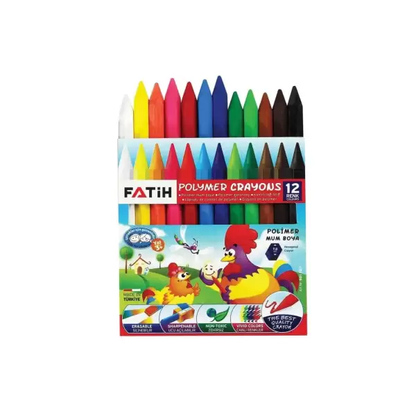 FATİH MUM PASTEL BOYA POLYMER CRAYON 12 RENK