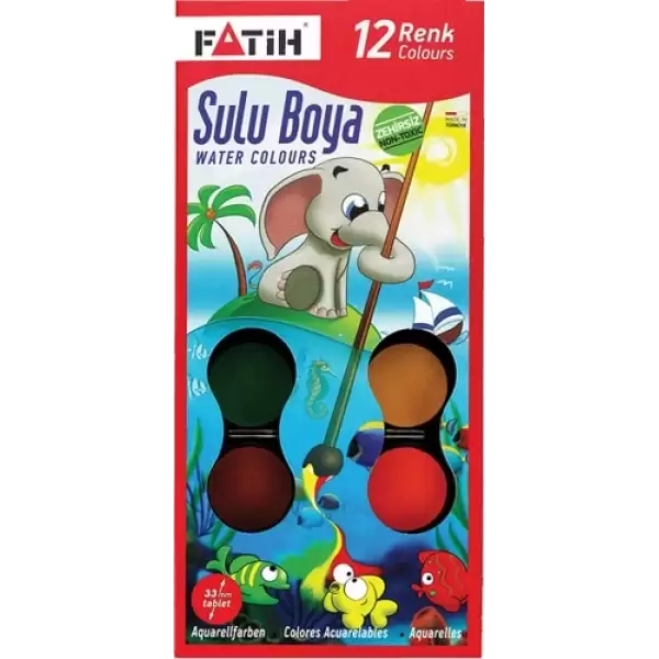 FATİH SULU BOYA BÜYÜK BOY 12 RENK 00906 K-12