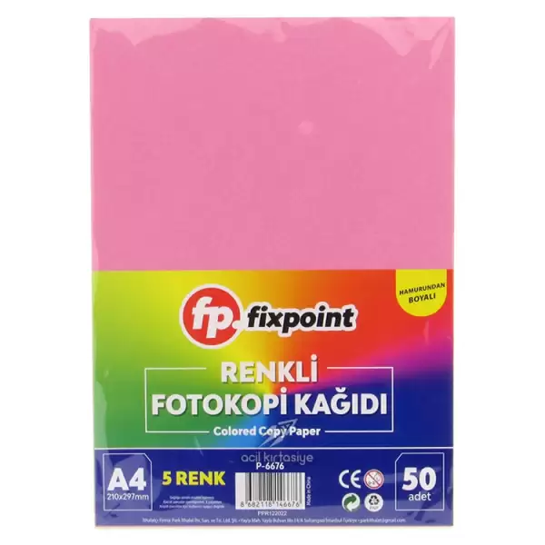 FİXPOİN FOTOKOPİ KAĞIDI NEON 5 RENK 50 Lİ P-4919