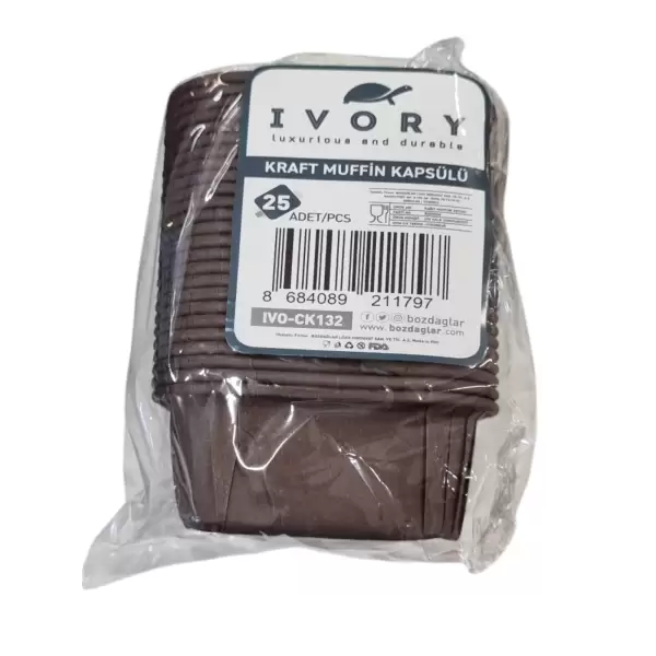 IVORY MUFFİN KEK KALIBI KRAFT IVO-132(PKT-25 Lİ)