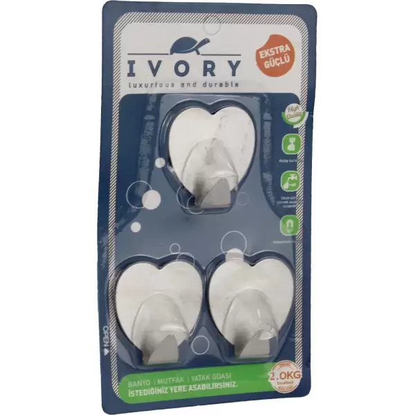 IVORY YAPIŞ.ASKI ÜÇLÜ METAL YUVARLAK IVO-ASK127