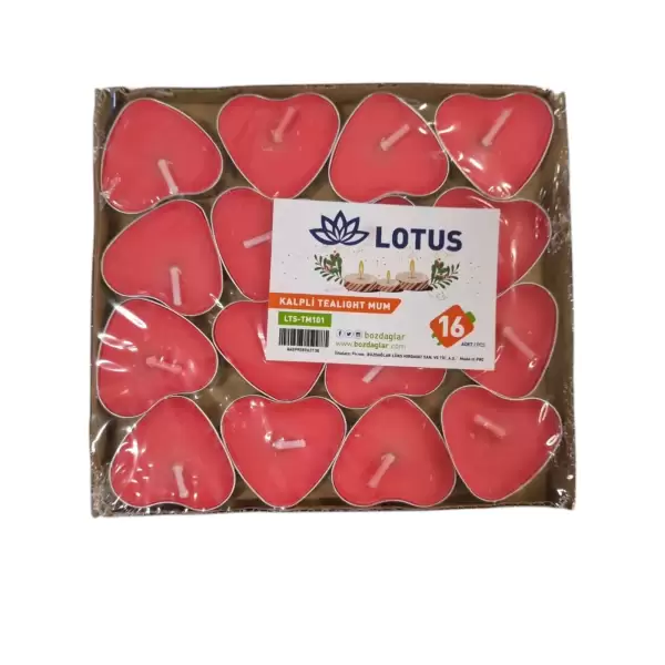 LOTUS TEALIGHT MUM KALPLİ KIRMIZI 16 LI TM-101