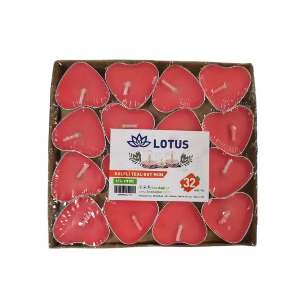 LOTUS TEALIGHT MUM KALPLİ KIRMIZI 32 Lİ TM-102