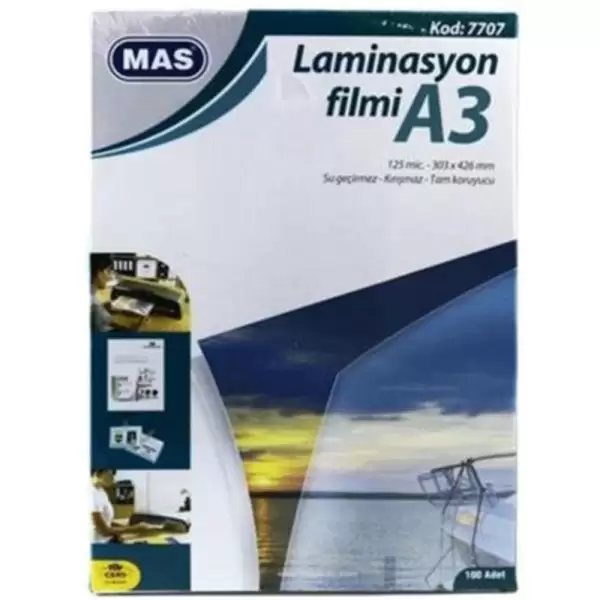 MAS LAMİNASYON FİLMİ A3 125 MİC 7707 (PKT-100 LÜ)