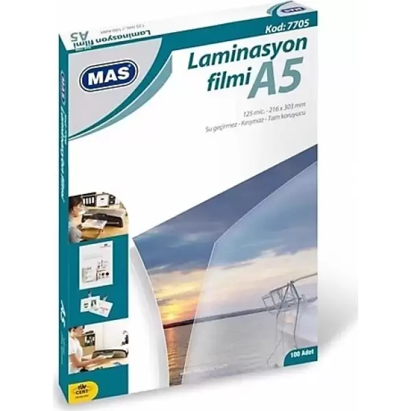 MAS LAMİNASYON FİLMİ A5 125 MİC 7705 (PKT-100 LÜ)