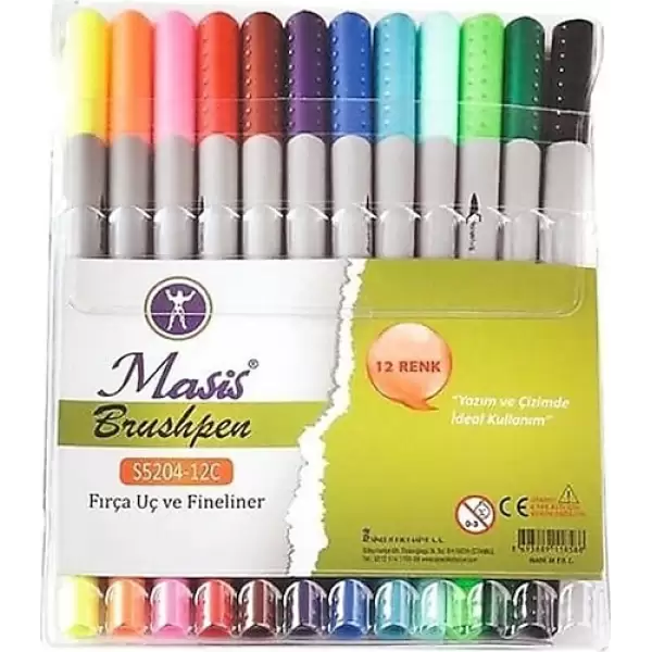 MASİS ÇİFT UÇLU FİNELİNER KALEM 12 RENK S5204-12C