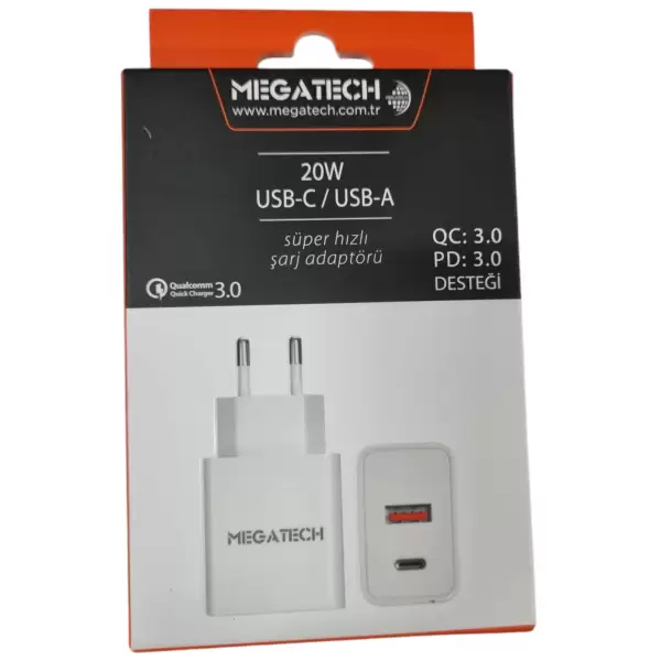 MEGATECH KAFA 20 W İKİLİ PD+USB