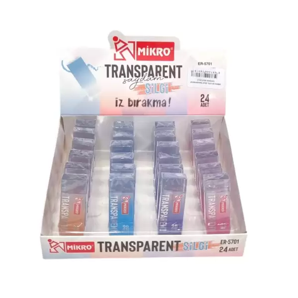 MİKRO TRANSPARENT SAYDAM SİLGİ ER-5701 (PKT-24 LÜ)
