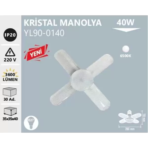 NOAS KRİSTAL MANOLYA AMPUL 40W 6500K YL90-0140