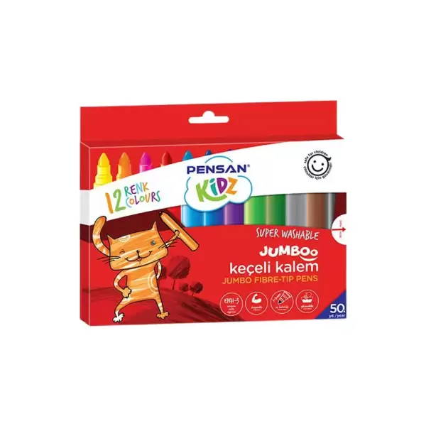 PENSAN KİDZ KEÇELİ KALEM JUMBO 12 Lİ