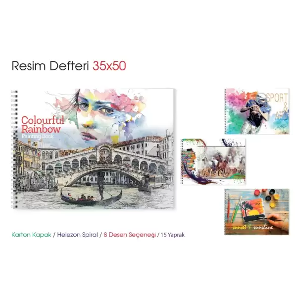 RESİM DEFTERİ KARTON KAPAK 35X50 (PKT-12 Lİ)