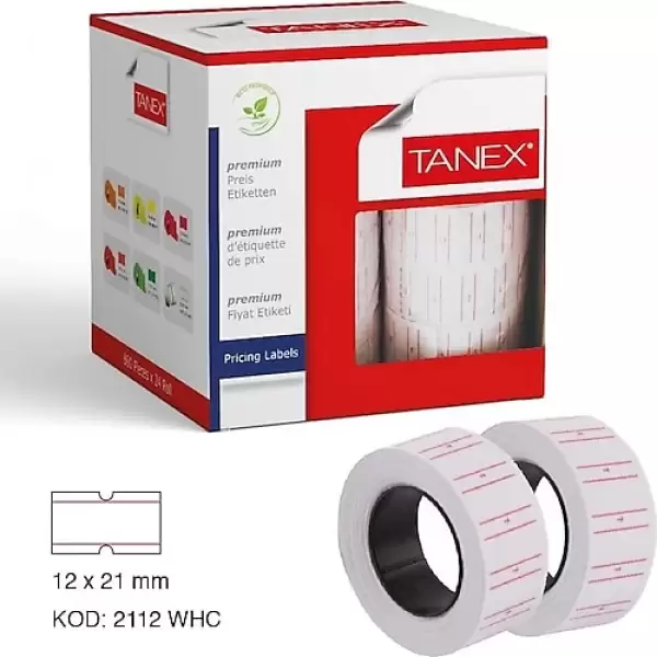 TANEX FİYAT ETİKETİ ÇİZ.BEYAZ 12X21(PK-6-KT-24 LÜ)