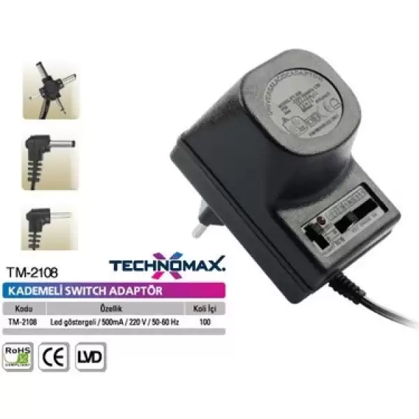 TECHNOMAX ADAPTÖR AYARLI 500 MA TM-2108