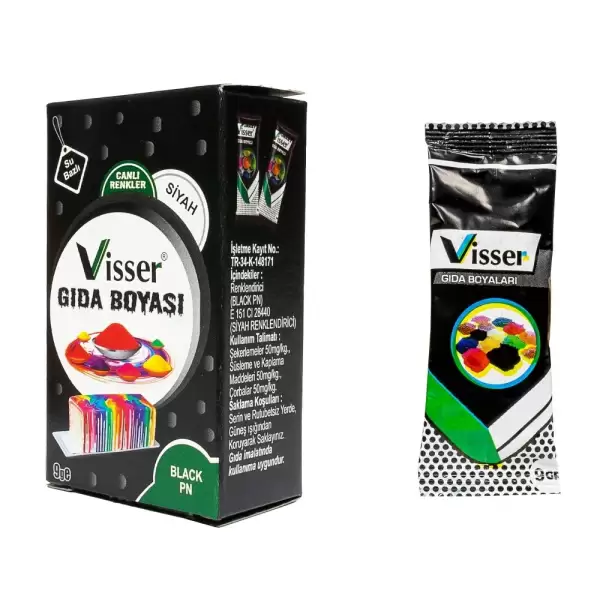 VİSSER GIDA BOYASI TOZ SİYAH (PKT-12 Lİ)
