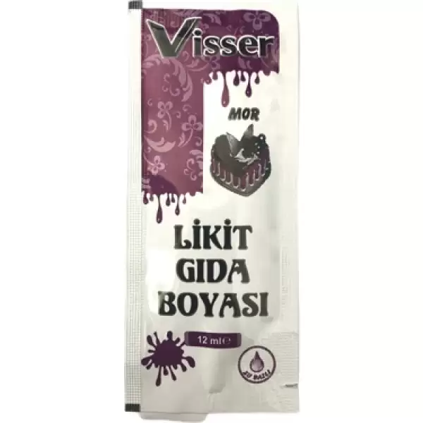 VİSSER LİKİT GIDA BOYASI MOR (PKT-12 Lİ)