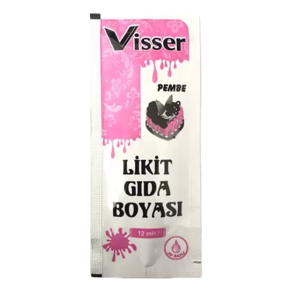 VİSSER LİKİT GIDA BOYASI PEMBE (PKT-12 Lİ)