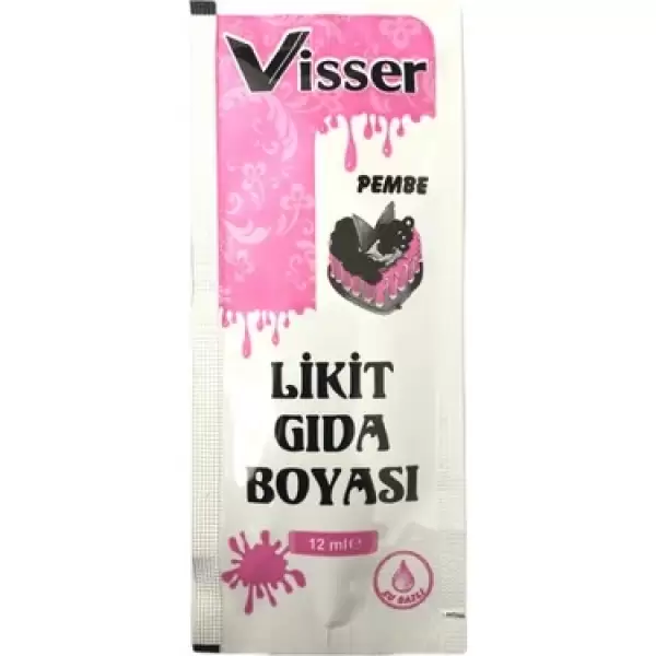 VİSSER LİKİT GIDA BOYASI PEMBE (PKT-12 Lİ)
