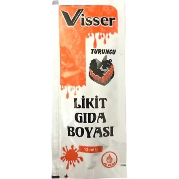 VİSSER LİKİT GIDA BOYASI TURUNCU (PKT-12 Lİ)