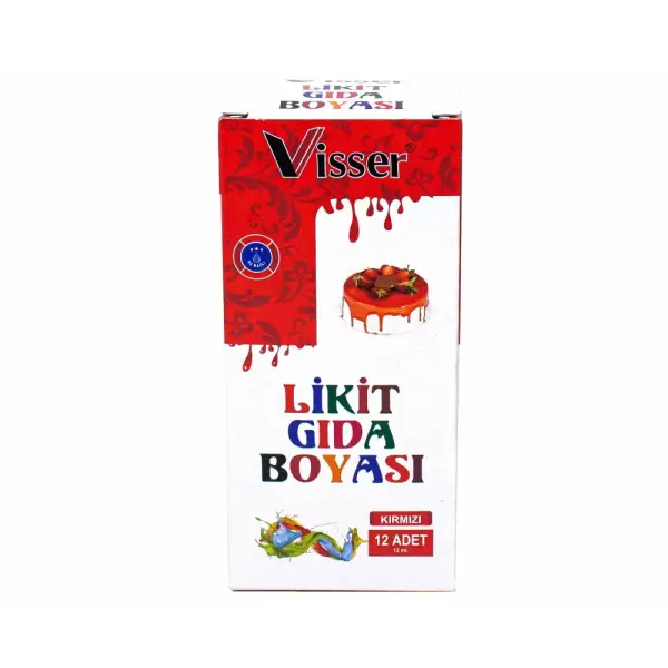 VİSSER LİKİT GIDA BOYASI VİŞNE (PKT-12 Lİ)