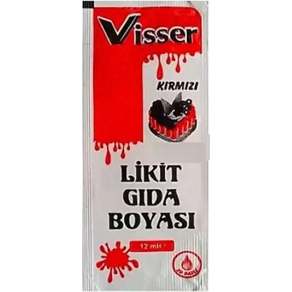 VİSSER LİKİT GIDA BOYASI VİŞNE (PKT-12 Lİ)