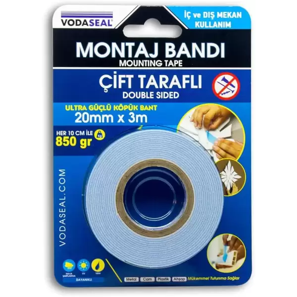 VODASEAL ÇİFTARAFLI MONTAJ BANDI 20X3 M 0574