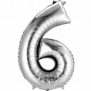 40X102 CM GÜMÜŞ 6 RAKAMLI BALON