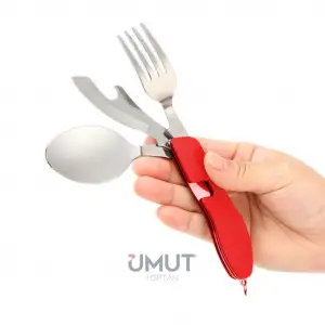 ORCAMP ÇATAL KAŞIK BIÇAK SETİ KIRMIZI OUT-1350