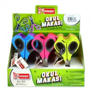 MİKRO ÇİFT RENKLİ OKUL MAKASI KS-155 (PKT-30LU)