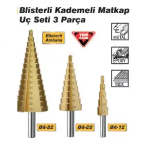 REAL ÖZS KADEMELİ MATKAP UCU SETİ 3 PARÇA ÖZS-2291