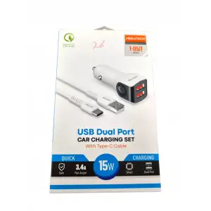 MEGATECH ARAÇ ŞARJ SETİ 3.4 AMPER TYPE-C 2 USB