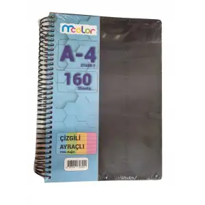 MCOLOR A4 SPİRALLİ ÇİZGİLİ AYRAÇLI DEFTER 160 SYF
