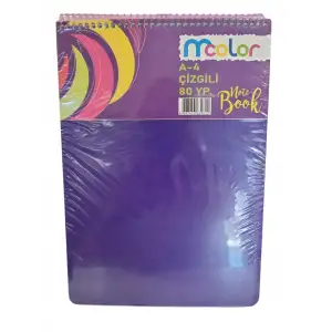 MCOLOR A4 PP KAPAK SPİRALLİ DEFTER 80 YP (PKT-6LI)