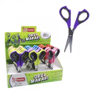 MİKRO ÇİFT RENKLİ OKUL MAKASI KS-155 (PKT-30LU)