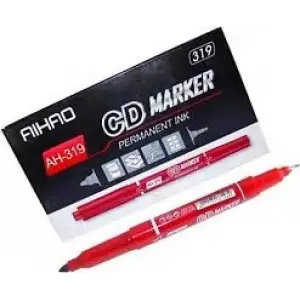 AIHAO ÇİFT TARAFLI CD KALEMİ KIRMIZI 319(PK-12 Lİ)