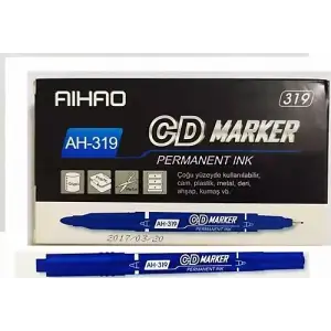 AIHAO ÇİFT TARAFLI CD KALEMİ MAVİ AH-319(PK-12 Lİ)