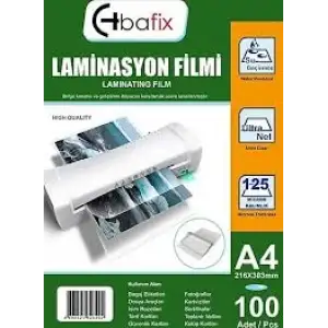 BAFİX A4 LAMİNASYON FİLMİ 125 MİC. (PKT-100 LÜ)
