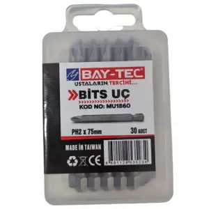 BAY-TEC BİTS UÇ PH2X75MM KARE YILDIZ MU-1860 30 LU