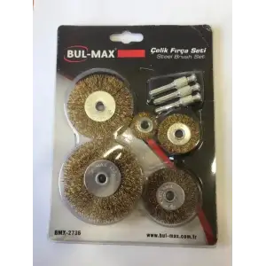 BUL-MAX PİMLİ ÇELİK TEL FIRÇA SETİ 5 Lİ BMX-2736