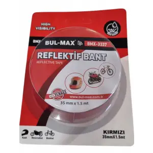 BUL-MAX REFLEKTİF BANT 35MMX1,5MT KIRMIZI BMX-3337