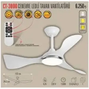 CATA CENEVRE LED TAVAN VANTİLATÖR SEZSİZ CT-3000