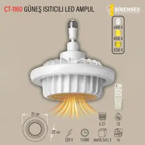 CATA GÜNEŞ ISITICILI FAN LED AMPUL CT-1160