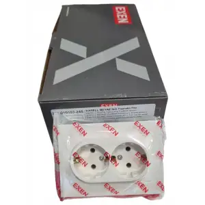 EXEN KAREL TOPRAKLI PRİZ İKİLİ BEYAZ (PKT-6 LI)