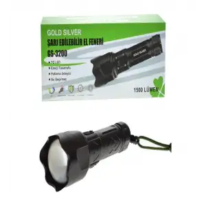 GOLD ORION EL FENERİ ŞARJLI METAL GS-3200