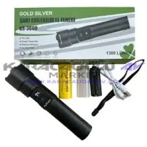 GOLD ORION EL FENERİ ŞARJLI METAL GS-3600