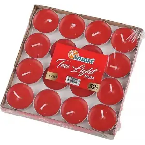 KSMART TEALİGHT MUM YUVARLAK KIRMIZI 32 Lİ K-4283